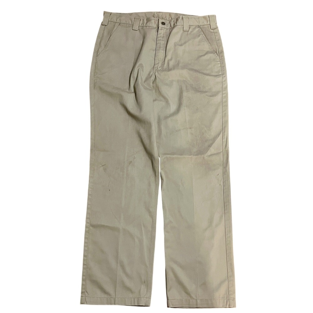 Carhartt B290 KHI Blended Twill Work Pants Men 38x34 Tan Straight Leg Distressed